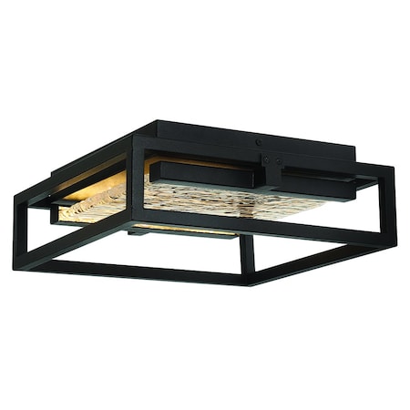 Eurofase Ilya Contemporary 20" Rectangular LED Outdoor Wall Sconce, Satin Black /Textured Glass 42701-019